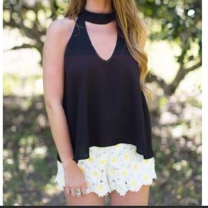 Judith March M Daisy Black Crochet Romper Boho 70s Woodstock Flower Power Retro